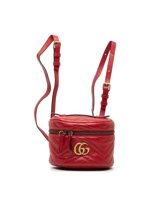 Gucci GG Marmont Quilted Backpack Vanity 2-Way Red Leather main image 5